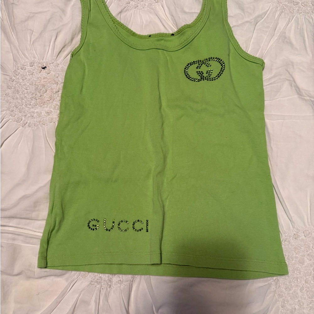 Gucci Lime Green Tank Top with Logo